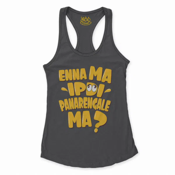 Enna Ma Ipdi Panarengale Ma Women's Racerback Tank in Solid Black Color
