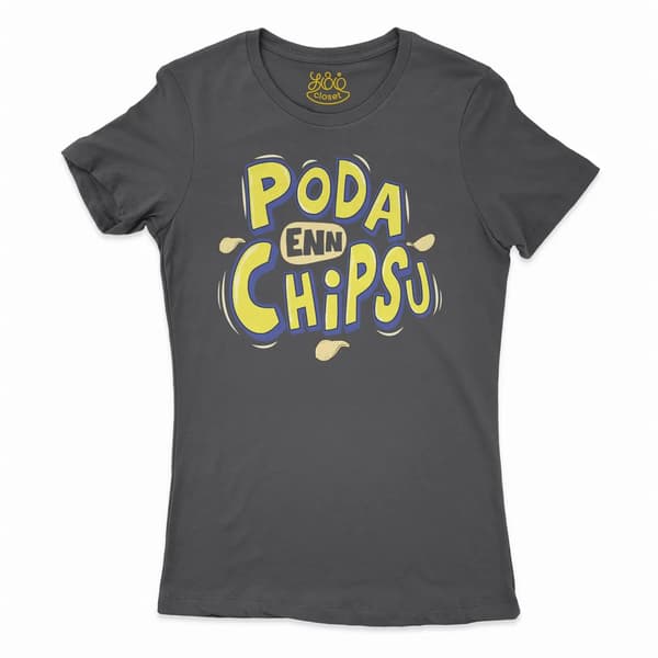 Poda En Chipsu Women's T-Shirt in Solid Black Color