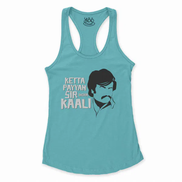 Ketta Payyan Sir Indha Kaali Women's Racerback Tank in Solid Cancun Color