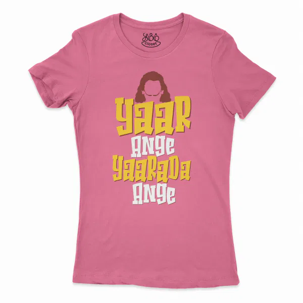 Yaar Ange Yaarada Ange Women's T-Shirt in Solid Hot Pink Color