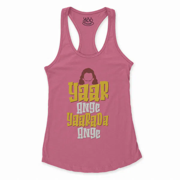 Yaar Ange Yaarada Ange Women's Racerback Tank in Solid Hot Pink Color