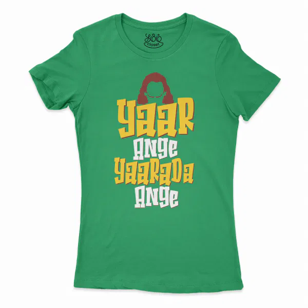 Yaar Ange Yaarada Ange Women's T-Shirt in Solid Kelly Green Color