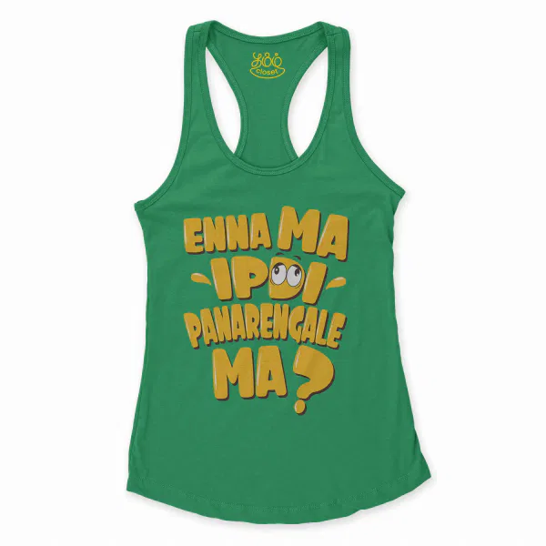 Enna Ma Ipdi Panarengale Ma Women's Racerback Tank in Solid Kelly Green Color
