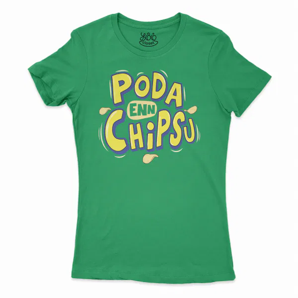 Poda En Chipsu Women's T-Shirt in Solid Kelly Green Color