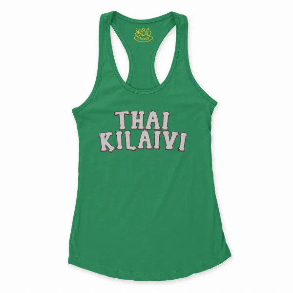 Thai Kilaivi Women's Racerback Tank in Solid Kelly Green Color