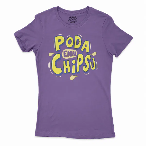 Poda En Chipsu Women's T-Shirt in Solid Purple Rush Color