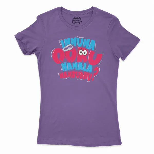 Innuma Indha Ooru Namala Nambudhu Women's T-Shirt in Solid Purple Rush Color