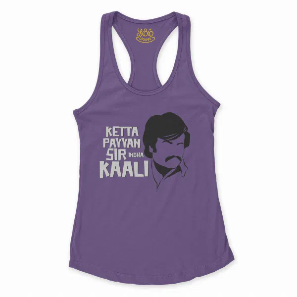 Ketta Payyan Sir Indha Kaali Women's Racerback Tank in Solid Purple Rush Color