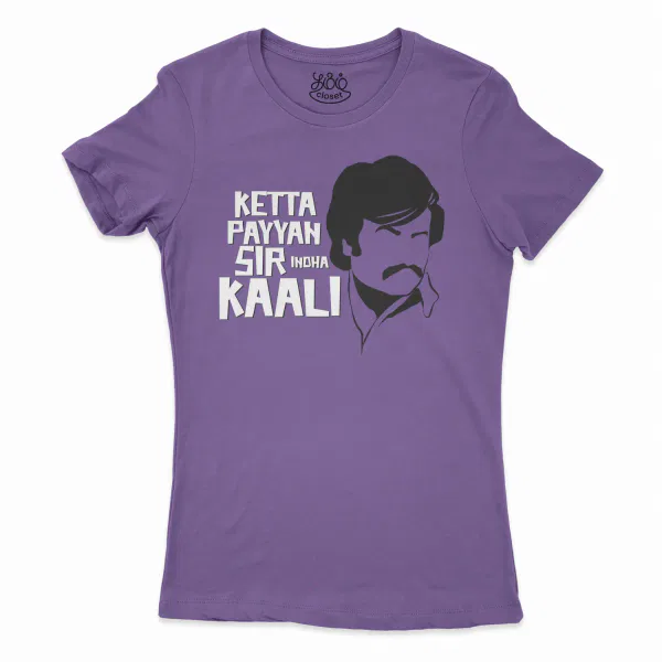 Ketta Payyan Sir Indha Kaali Women's T-Shirt in Solid Purple Rush Color
