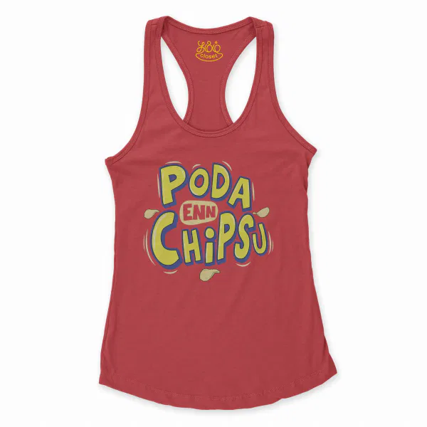 Poda En Chipsu Women's Racerback Tank in Solid Red Color