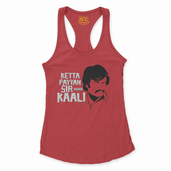 Ketta Payyan Sir Indha Kaali Women's Racerback Tank in Solid Red Color