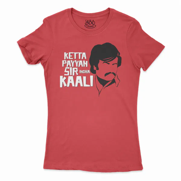 Ketta Payyan Sir Indha Kaali Women's T-Shirt in Solid Red Color