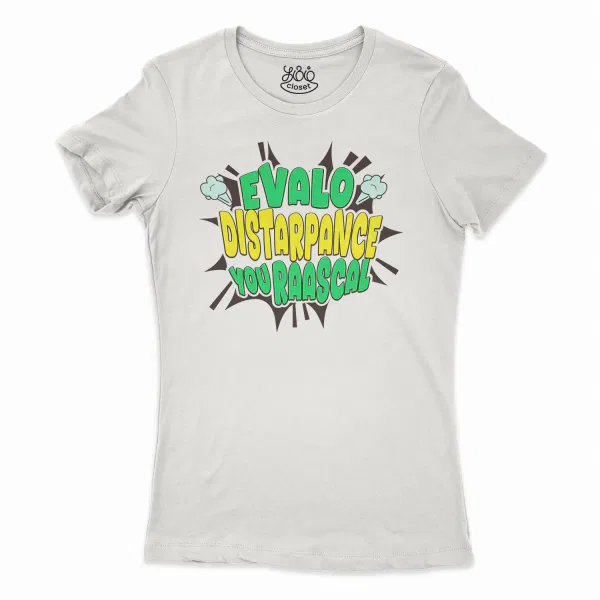 Evalo Distarpance You Raascal Women's T-Shirt in Solid White Color