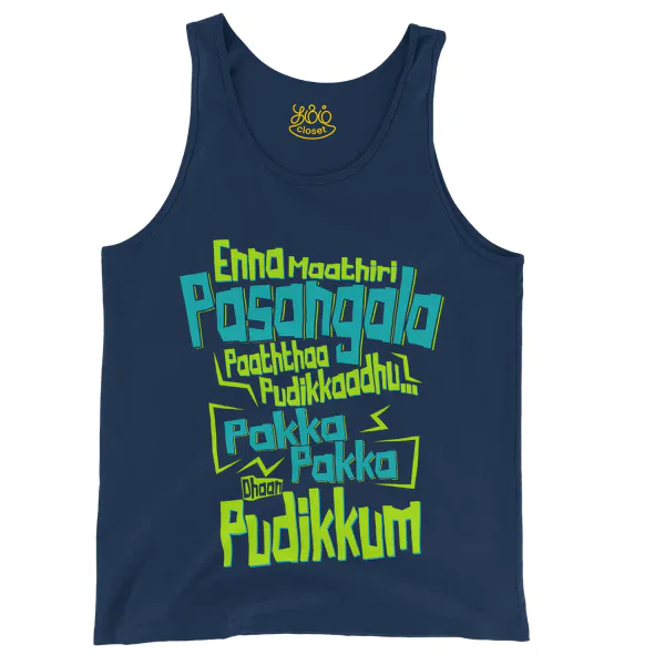 Enna Madri Pasangala Paaththa Pudikkaadhu Men/Unisex Tank Top in True Navy Color