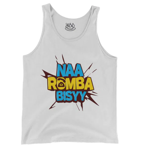 Naa Romba Bisyy Men/Unisex Tank Top in White Color