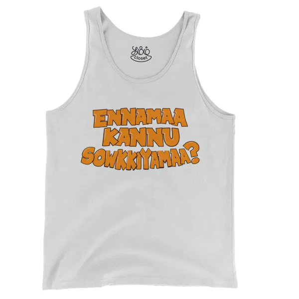 Ennamaa Kannu Sowkkiyamaa Men/Unisex Tank Top in White Color