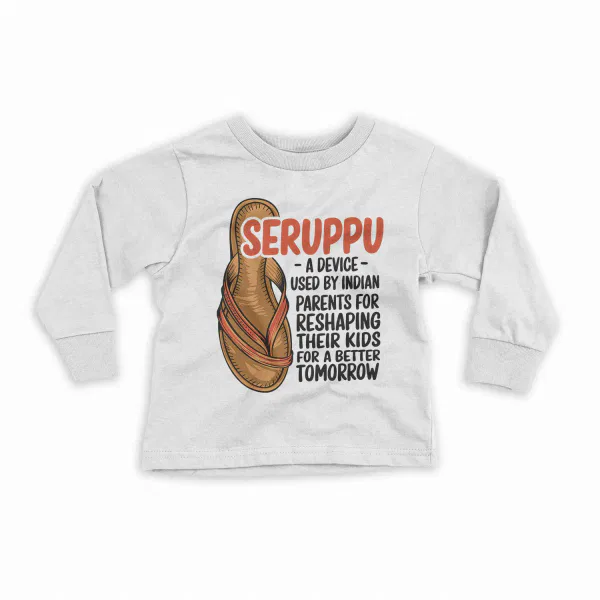 Seruppu - A Device Used By Indian Parents Youth Unisex Sweatshirt in White Color