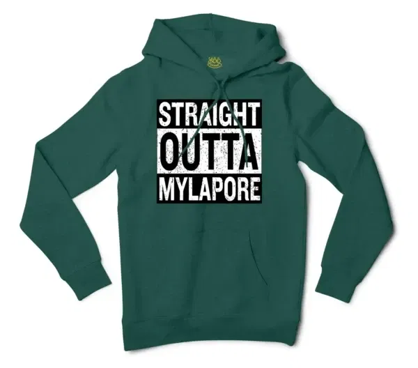 Straight Outta Mylapore Men/Unisex Hoodie in Alpine Green Color