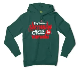 Rightuuu.. Saithaan Cycle La Varudhu Men/Unisex Hoodie in Alpine Green Color