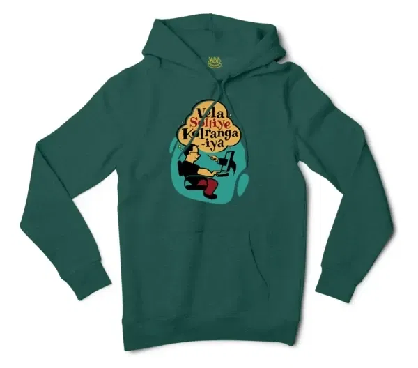 Vela Soliye Kolrangaiya Men/Unisex Hoodie in Alpine Green Color