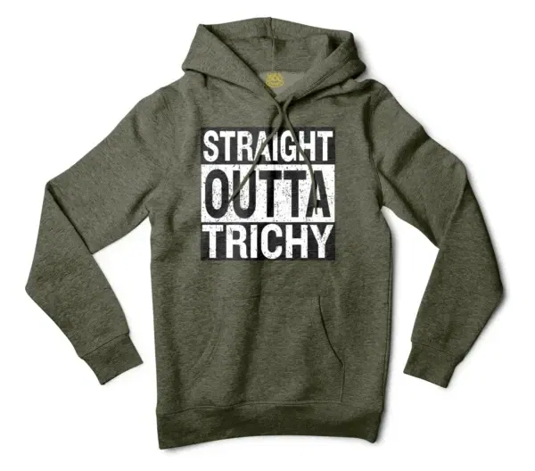 Straight Outta Trichy Men/Unisex Hoodie in Army Heather Color