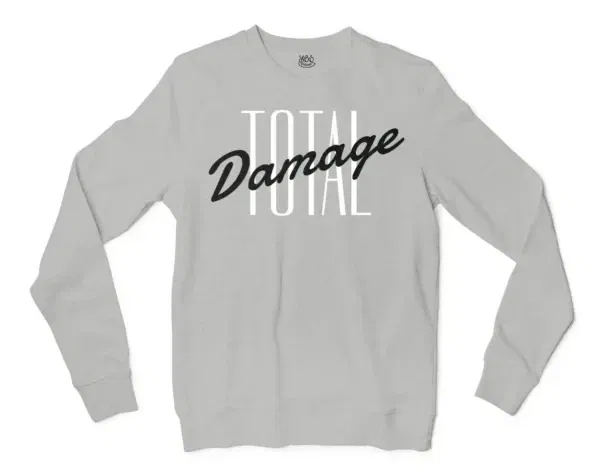 Total Damage Men/Unisex Long Sleeve Sweatshirt in Ash Color