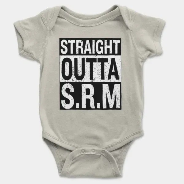 Straight Outta Srm University Short Sleeve Baby Onesie in Ash Color