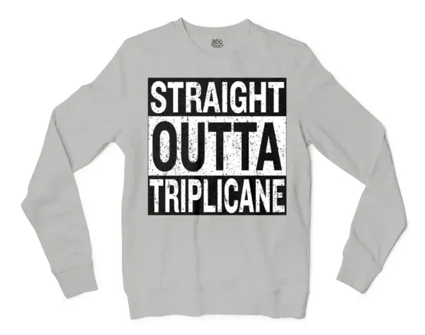 Straight Outta Triplicane Men/Unisex Long Sleeve T-Shirt in Ash Color