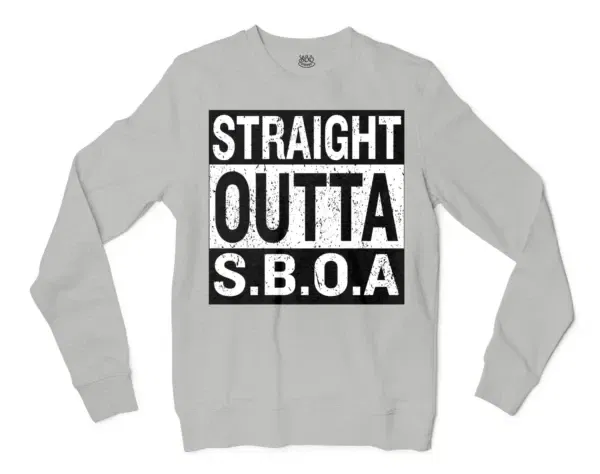 Straight Outta Sboa Men/Unisex Long Sleeve Sweatshirt in Ash Color