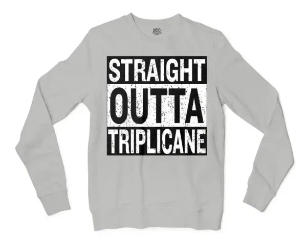 Straight Outta Triplicane Men/Unisex Long Sleeve Sweatshirt in Ash Color