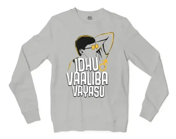 Idhu Vaaliba Vayasu Men/Unisex Long Sleeve T-Shirt in Ash Color