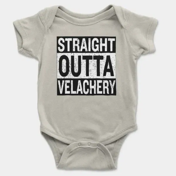 Straight Outta Velachery Short Sleeve Baby Onesie in Ash Color