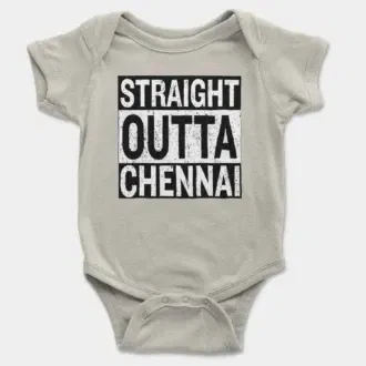 Straight Outta Chennai Short Sleeve Baby Onesie in Ash Color