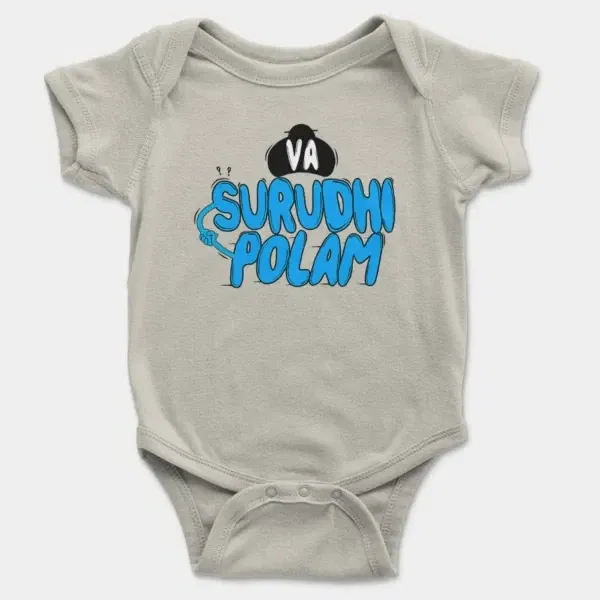 Va Surudhi Polam Short Sleeve Baby Onesie in Ash Color