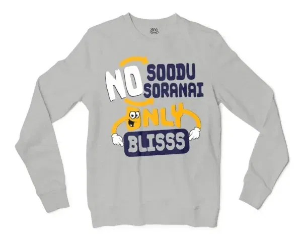 No Soodu No Soranai Only Blissssssss Men/Unisex Long Sleeve Sweatshirt in Ash Color