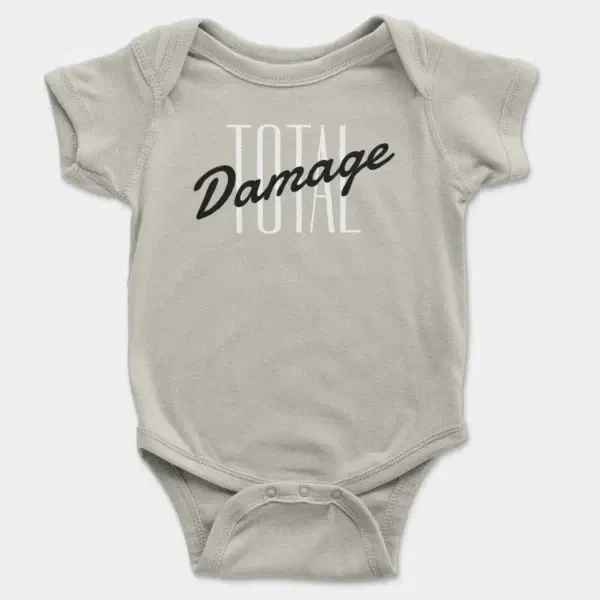 Total Damage Short Sleeve Baby Onesie in Ash Color