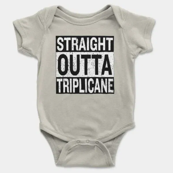 Straight Outta Triplicane Short Sleeve Baby Onesie in Ash Color