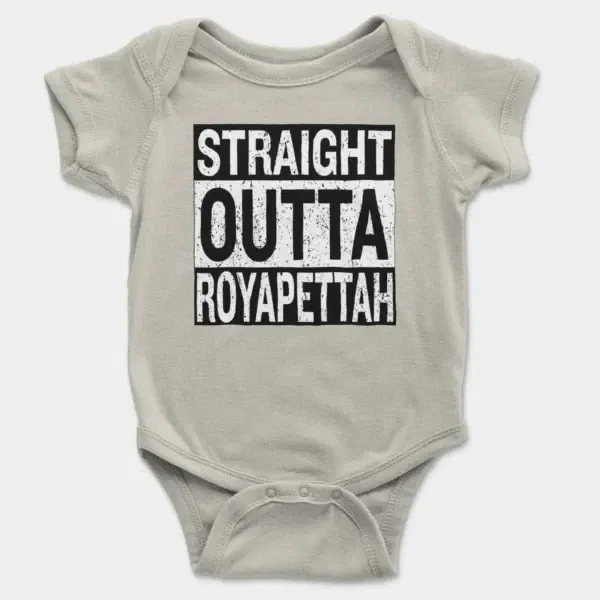 Straight Outta Royapettah Short Sleeve Baby Onesie in Ash Color