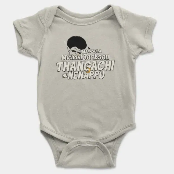 Manasula Michael Jackson Thangachi Nu Nenappu Short Sleeve Baby Onesie in Ash Color