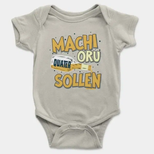 Machi Oru Quater Sollen Short Sleeve Baby Onesie in Ash Color