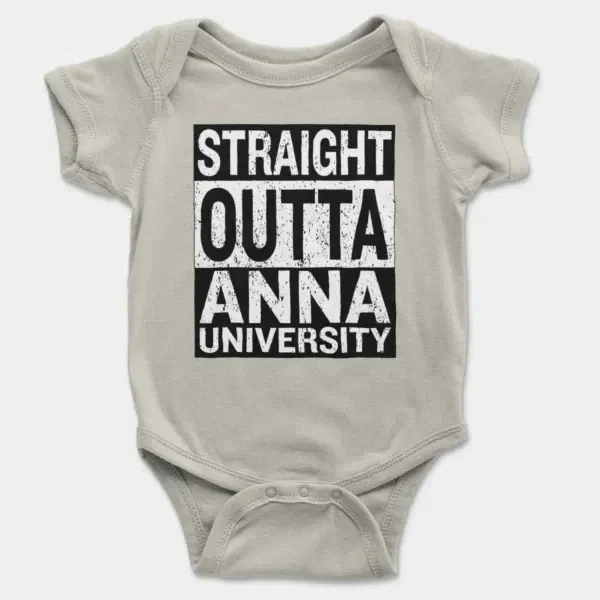 Straight Outta Anna University Short Sleeve Baby Onesie in Ash Color