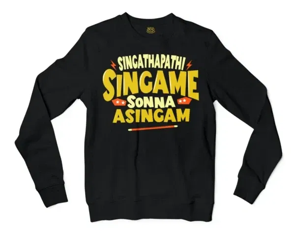 Singathapathi Singame Sunna Asingam Men/Unisex Long Sleeve Sweatshirt in Black Color