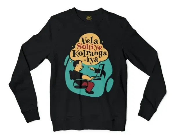 Vela Soliye Kolrangaiya Men/Unisex Long Sleeve T-Shirt in Black Color