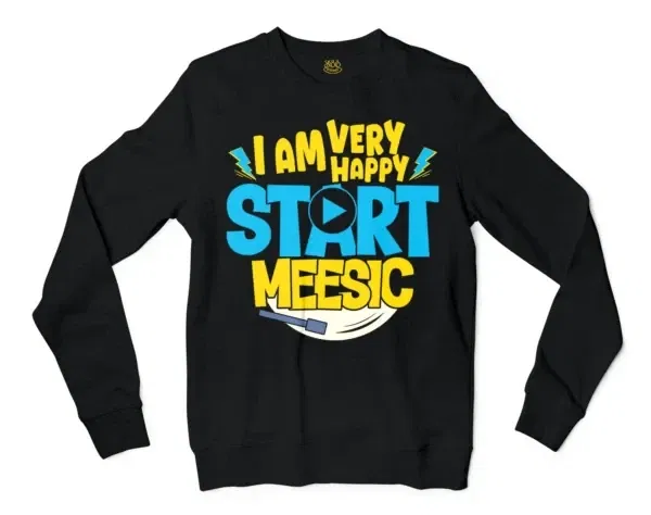 I Am Very Happy… Start Meesic Men/Unisex Long Sleeve T-Shirt in Black Color