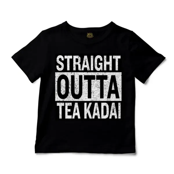 Straight Outta Tea Kadai Unisex Toddler T-Shirt in Black Color