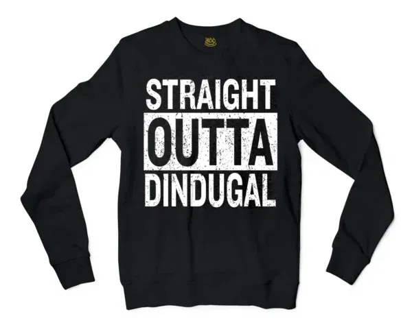 Straight Outta Dindugal Men/Unisex Long Sleeve T-Shirt in Black Color