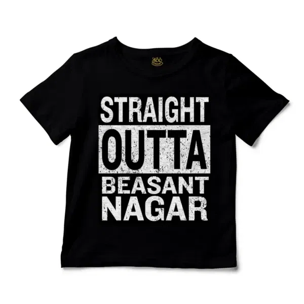 Straight Outta Beasant Nagar Unisex Toddler T-Shirt in Black Color