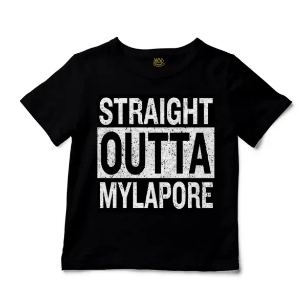 Straight Outta Mylapore Unisex Toddler T-Shirt in Black Color