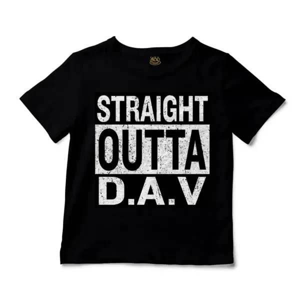 Straight Outta Dav Unisex Toddler T-Shirt in Black Color