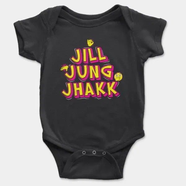 Jill Jung Jhakk Short Sleeve Baby Onesie in Black Color